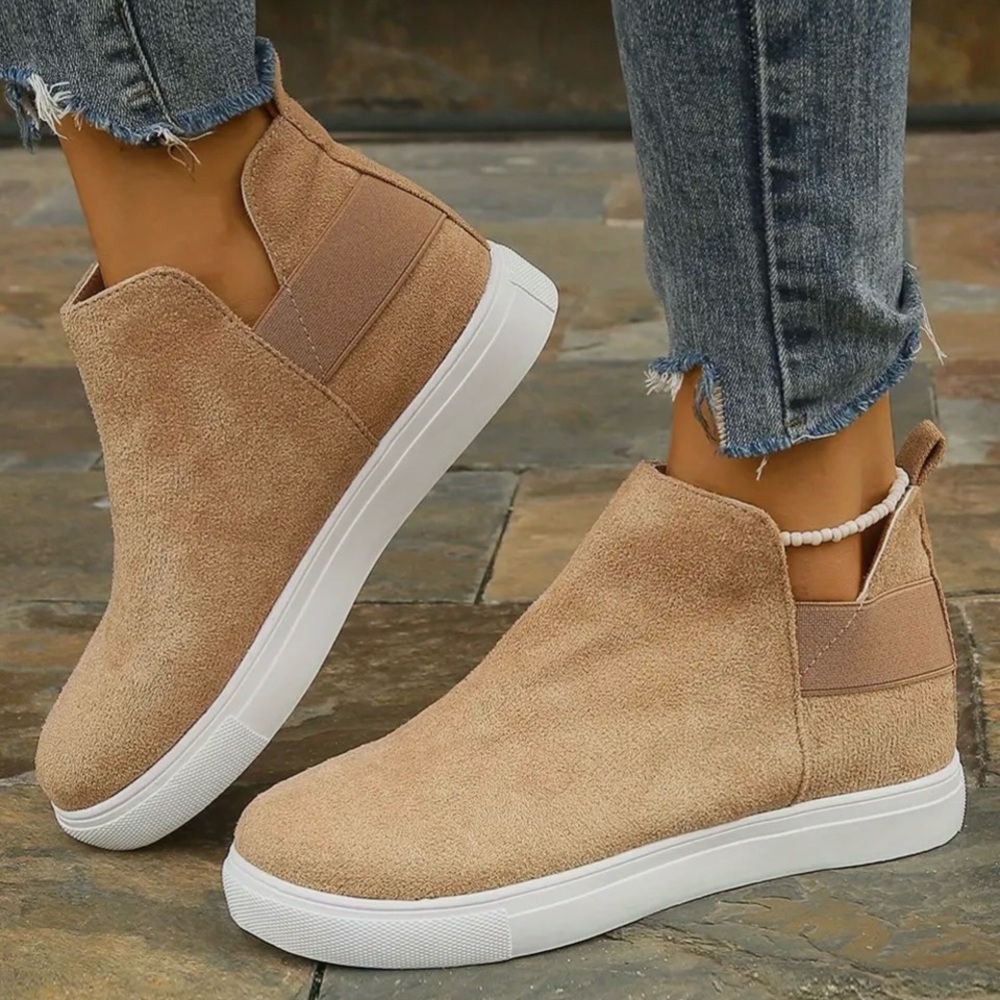 Women's Suede High-Top Slip On Booties